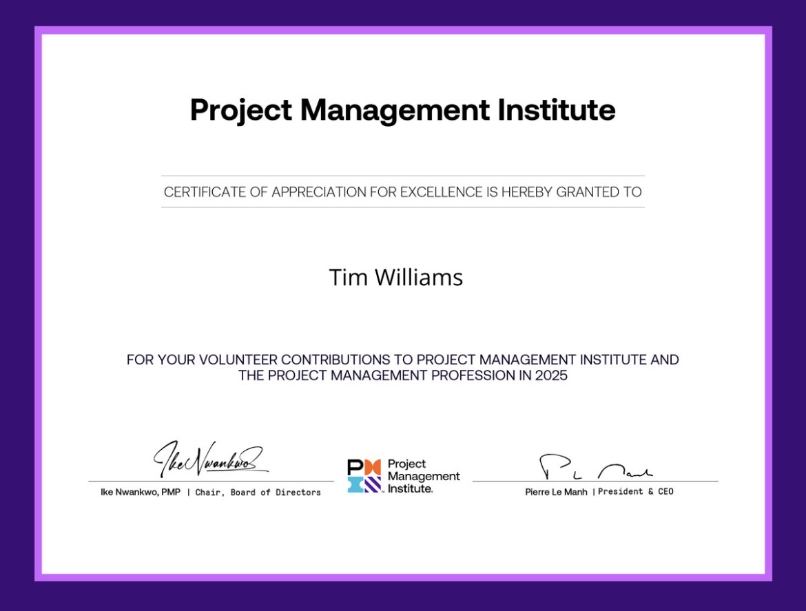 PMI Volunteer Certificate